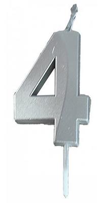 Opakowanie Świeczka 4 srebrna 4,8cm PARTY GO