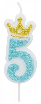 Opakowanie Świeczka 5 niebieska 6,8cm PARTY GO