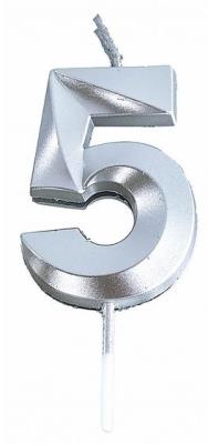 Opakowanie Świeczka 5 srebrna 4,8cm PARTY GO