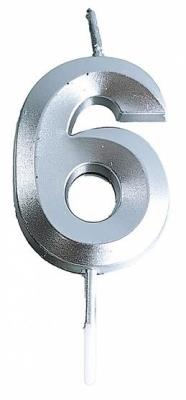 Opakowanie Świeczka 6 srebrna 4,8cm PARTY GO