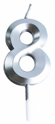 Opakowanie Świeczka 8 srebrna 4,8cm PARTY GO