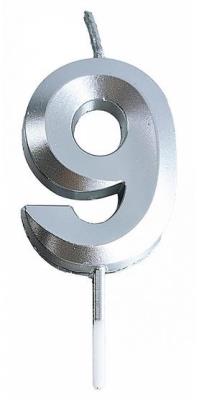 Opakowanie Świeczka 9 srebrna 4,8cm PARTY GO