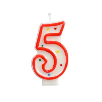 Świeczka cyferka 5 kropki. Wydawca: ARPEX. SmakLiter.pl Opakowanie Świeczka cyferka 5 kropki