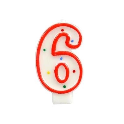 Świeczka cyferka 6 kropki. Wydawca: ARPEX. SmakLiter.pl Opakowanie Świeczka cyferka 6 kropki