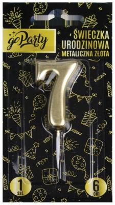 Opakowanie Świeczka urodzinowa 7 Metaliczna złota