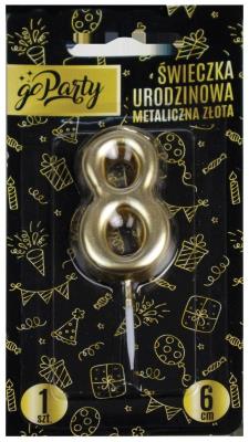 Opakowanie Świeczka urodzinowa 8 Metaliczna złota