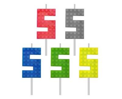 Opakowanie Świeczka urodzinowa Klocki cyfra 5 5,5cm MIX