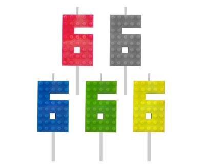 Opakowanie Świeczka urodzinowa Klocki cyfra 6 5,5cm MIX