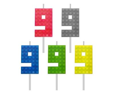 Opakowanie Świeczka urodzinowa Klocki cyfra 9 5,5cm MIX