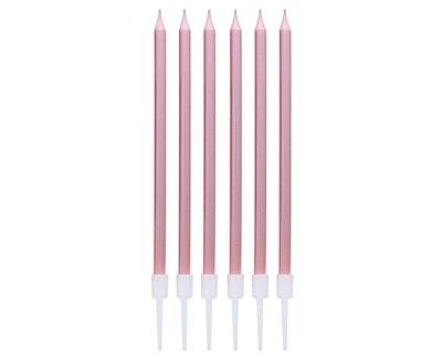 Opakowanie Świeczki B&C metaliczne różowo-złote 11cm 6szt
