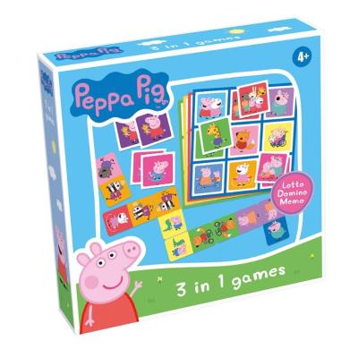 Opakowanie Świnka Peppa gra 3w1 (Lotto,Domino,Memo) Peppa Pig