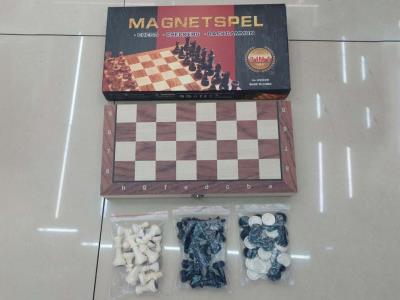 Opakowanie Szachy+warcaby magnetyczne, drewniana plansza