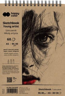 Opakowanie Szkicownik na spirali Młody Artysta A5  80/90g 60ark.Happy Color