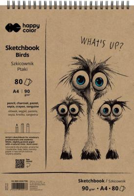 Opakowanie Szkicownik na spirali Ptaki A4 90g. 80ark. biały Happy Color