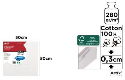 Tablica malarska 50x50x0,3cm 280G/m2. Wydawca: Artix. SmakLiter.pl Opakowanie Tablica malarska 50x50x0,3cm 280G/m2