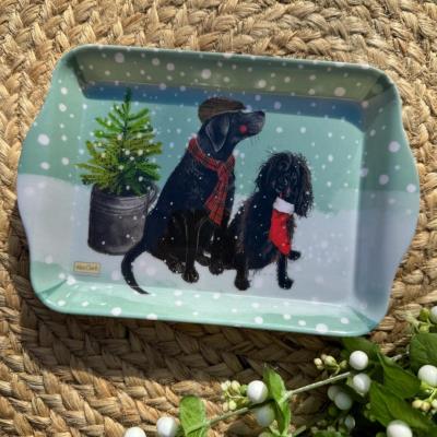 Opakowanie Taca mała Świąteczne psy przy choince Święta
