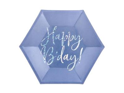 Opakowanie Talerzyki Happy B'day! granatowy 20cm 6szt