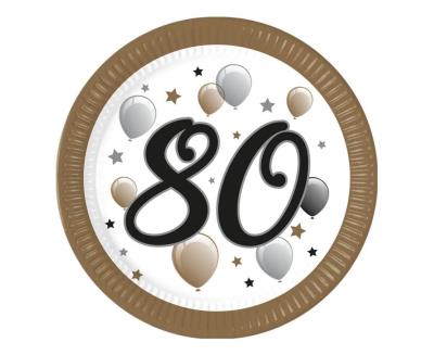 Opakowanie Talerzyki papierowe 80 urodziny FSC 23cm 8szt