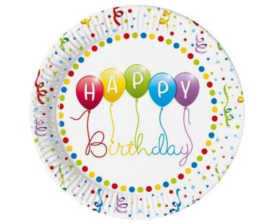 Opakowanie Talerzyki papierowe Happy Birthday 23cm 8szt