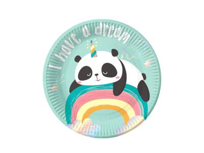 Opakowanie Talerzyki papierowe Rozmarzona Panda 18cm 6szt