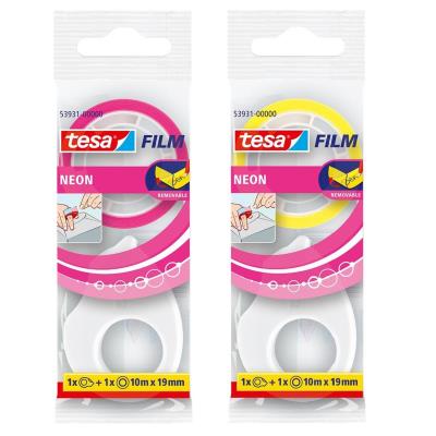 Opakowanie Taśma biurowa Tesa neon 10mx19mm  +mini dozownik