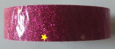 Opakowanie Taśma brokatowa z gwiazdkami różowa 18mmx2m
