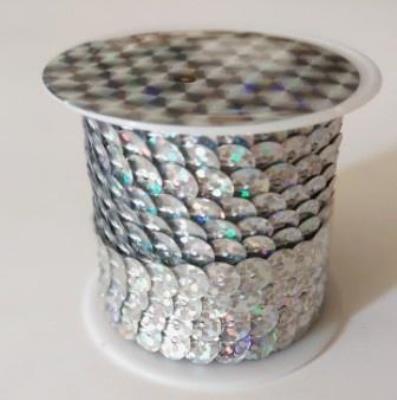 Opakowanie Taśma cekinowa metallic srebrny holograf 6mm 4mb