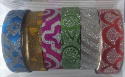 Opakowanie Taśma ozdobna wzorki brokat 10mmx4m 6szt