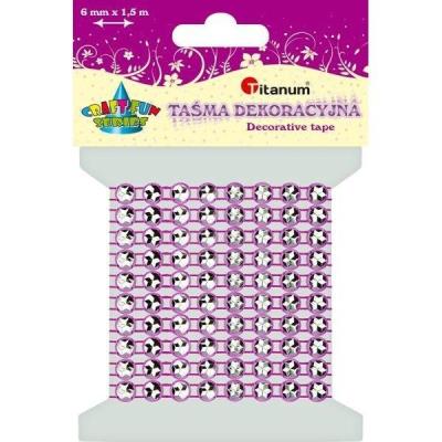 Opakowanie Taśma z kryształkami 6mm x 1,5m fuksjowa