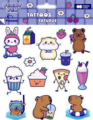 Tatuaże zmywalne Yummy Yum HAPPY COLOR. Wydawca: GDD. SmakLiter.pl Opakowanie Tatuaże zmywalne Yummy Yum HAPPY COLOR