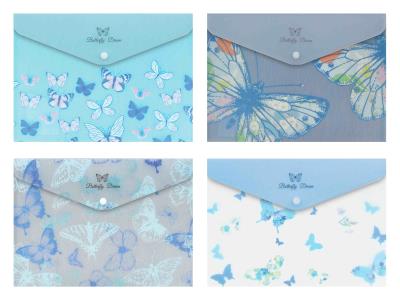 Opakowanie Teczka A5 kopertowa na zatrzask nadruk Motyle niebieska 1szt.mix