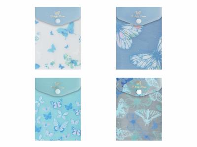 Opakowanie Teczka A6 kopertowa na zatrzask nadruk Motyle niebieska 1szt.mix