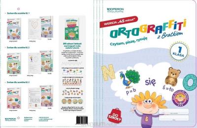 Teczka do zestawu Ortograffiti z Bratkiem 1 45 min. Autor: Mańkowska Izabela, Rożyńska Małgorzata. SmakLiter.pl Okładka książki Teczka do zestawu Ortograffiti z Bratkiem 1 45 min