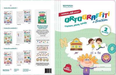 Teczka do zestawu Ortograffiti z Bratkiem 2 45 min. Autor: Mańkowska Izabela, Rożyńska Małgorzata. SmakLiter.pl Okładka książki Teczka do zestawu Ortograffiti z Bratkiem 2 45 min