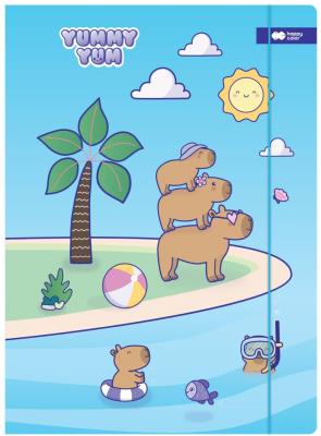 Teczka kartonowa A4+ z gumką Yummy Yum Kapibary. Wydawca: GDD. SmakLiter.pl Opakowanie Teczka kartonowa A4+ z gumką Yummy Yum Kapibary