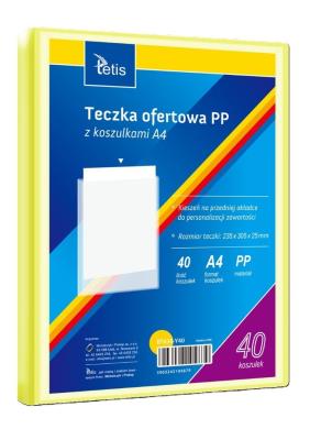 Teczka ofertowa A4 PP + 40 koszulek żółta. Wydawca: TETIS. SmakLiter.pl Opakowanie Teczka ofertowa A4 PP + 40 koszulek żółta
