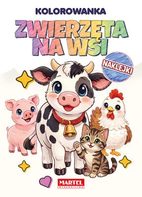 Okładka książki Tęczowa kolorowanka Zwierzęta na wsi z naklejkami
