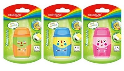 Opakowanie Temperówka plastikowa z gumką podwójna mix