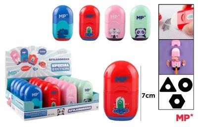 Temperówka z pojemnikiem i gumką 4 wzory (20szt). Wydawca: MP Main Paper. SmakLiter.pl Opakowanie Temperówka z pojemnikiem i gumką 4 wzory (20szt)