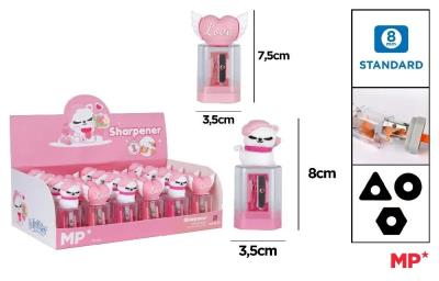 Temperówka z pojemnikiem - kot / serduszko (24szt). Wydawca: MP Main Paper. SmakLiter.pl Opakowanie Temperówka z pojemnikiem - kot / serduszko (24szt)