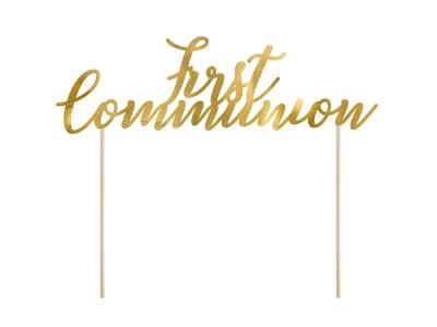 Opakowanie Topper na tort First Communion złoty 21cm