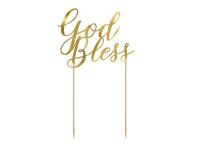 Opakowanie Topper na tort God Bless złoty 27,5cm