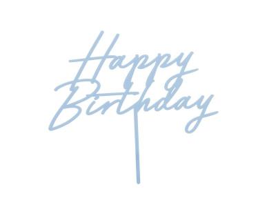 Opakowanie Topper na tort Happy Birthday błękitny 16,5cm