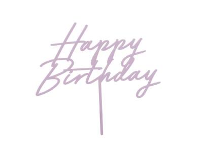 Opakowanie Topper na tort Happy Birthday fioletowy 16,5cm