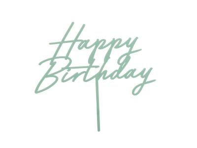 Opakowanie Topper na tort Happy Birthday zielony 16,5cm