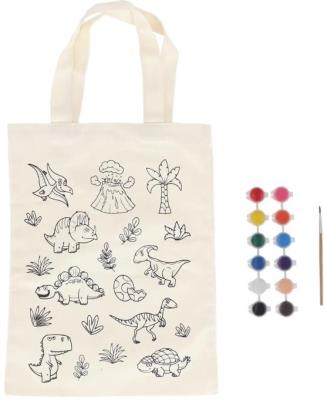 Opakowanie Torba płócienna do kolorowania z farbkami - Dino