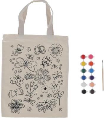 Opakowanie Torba płócienna do kolorowania z farbkami - Kwiaty