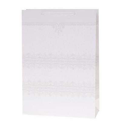 Opakowanie Torebka Lux 18x23x10cm brokat biała ROZETTE