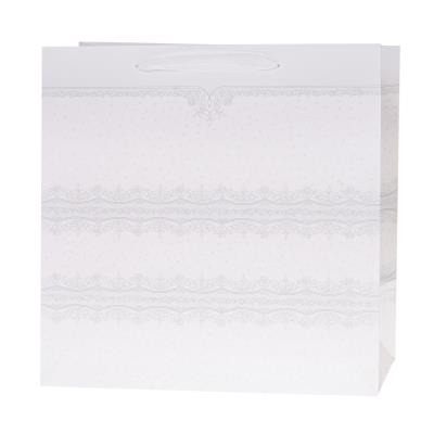Opakowanie Torebka Lux 37x37x20cm brokat biała ROZETTE 12 szt