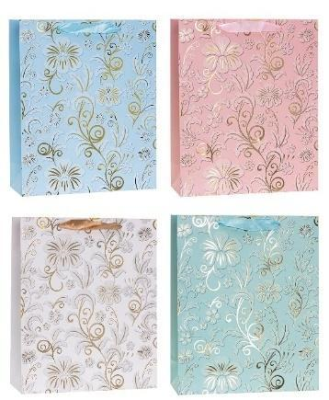 Opakowanie Torebka ozdobna 18x23x8cm hot-stamp mix ROZETTE